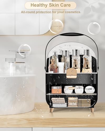 Anylady Makeup Organizer Countertop, Skincare Holder Bathroom Counter Organizer, Storage Box Cosmetic Display Cases, Tee