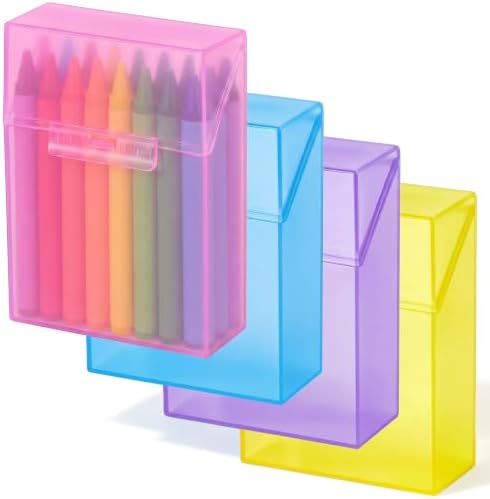 Clabby 4 Pcs Clear Plastic Crayon Boxes Hold 24 Count, Pastel