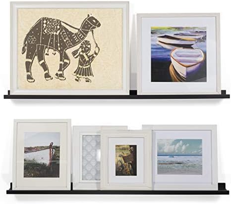 Wallniture Denver 46" Black Floating Shelf for Wall Collage, Picture Ledge Shelf for Living Room Decor