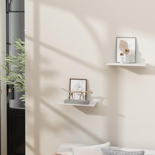 Danpoo 8 inch White Small Floating Shelves for Wall Organizer & Storage, Mini Display Shelves, Metal Wall Shelves for Ba