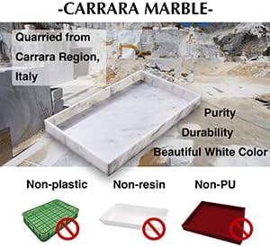 𝐈𝐭𝐚𝐥𝐢𝐚𝐧 𝟏𝟎𝟎% Marble Vanity Tray (12x7in), Counter Organizer for Bathroom, Kitchen, Dresser, Coffee Table, Serving, Decor