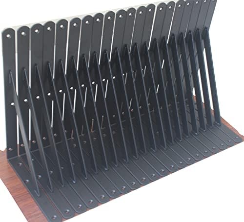 40 Pack L12 x H 8" Black Heavy Duty Shelf Brackets with Screws Metal Shelf Brackets Shelf Support Angle Brackets for She