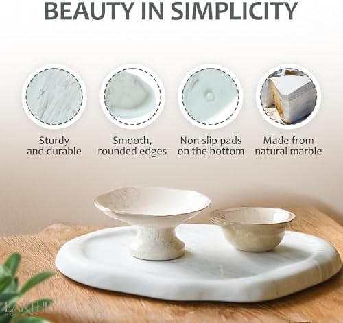 Natural Marble Trinket Tray – 9"x6" Cloud Shaped Decorative Dish for Jewelry, Keys, Perfume, Cosmetics, Vanity, Bathroom