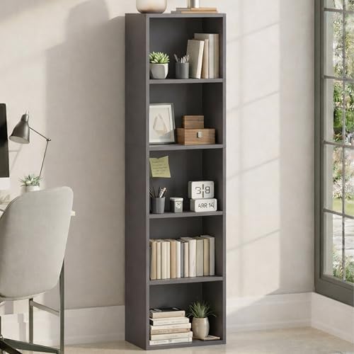 Vida Designs Oxford 5 Tier Bookcase Grey Wooden Shelf Display Storage Unit for Office Living Room Furniture