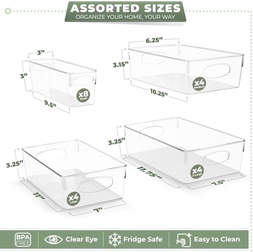 Sorbus Fridge Organizers and Storage, Clear Bins (20 Pack)