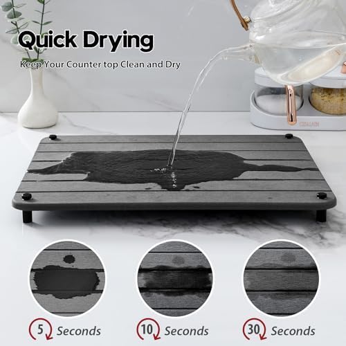 Razborci Stone Dish Drying Mat for Kitchen Counter, Water Absorbing Bathroom Tray Sink Organizer, Diatomaceous Earth Cou