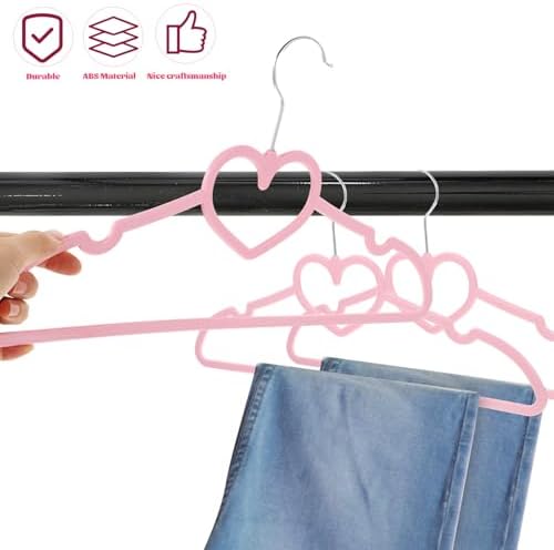 VOSAREA 10PCS Plastic Cloth Hangers Heart Hangers Space Saving Pink Plastic Clothes Heavy Duty Clothes for Jackets Pants Shirts Suit Dress Room Closet Decor