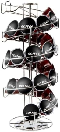 Restaurantware Coffee Pod Holder 7 x 7 x 16.14 Inches 35-50 K-Cup Stainless Steel Coffee Capsule Organizer Steel Storage