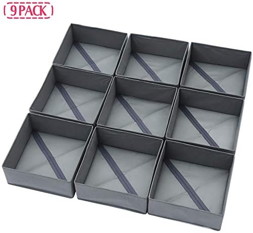 DIOMMELL 9 Pack Foldable Cloth Storage Box Closet Dresser Drawer Organizer Fabric Baskets Bins Containers Divider for Cl