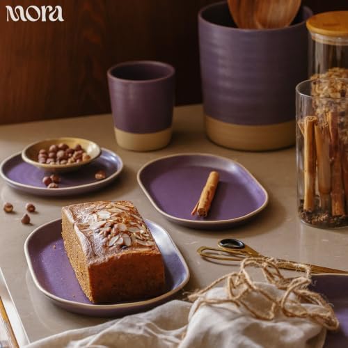 Mora Ceramic Decorative Tray - 9.4in Dish for Jewelry, Perfume, Makeup, Accessories, Candle, in the Bathroom Vanity, Bed