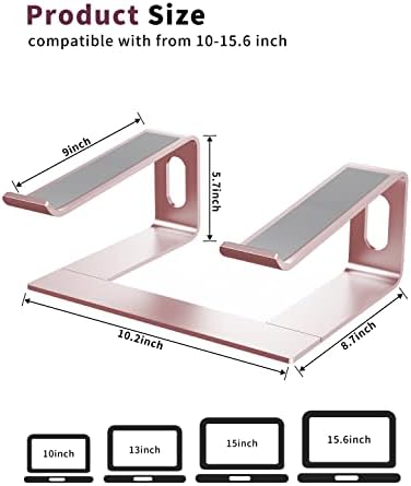 ALASHI Ergonomic Laptop Stand, Aluminum Desk Riser, 10-15.6", Pink