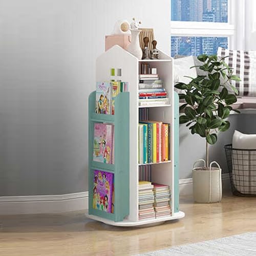4-Tier Rotating Bookshelf,360° Display Book Shelf,Floor Standing Bookcase,Children's Bookshelves for Bedroom, Living Roo
