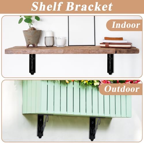 4 Pack Decorative Shelf Brackets, 5 Inch, Black