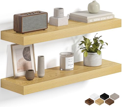Fun Memories Floating Shelves for Wall 24 Inch, Set of 2 – Wall-Mounted Storage & Display Shelf with Invisible Bracket, 