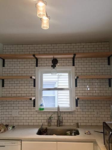 Shelf Brackets 6 Inch Lip Black Brackets for Shelves, Heavy Duty Industrial Forged Steel Rustic Floating Shelf Brackets 