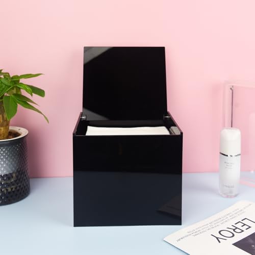Disposable Face Facial Towel Holder Storage Box Acrylic Container, Black