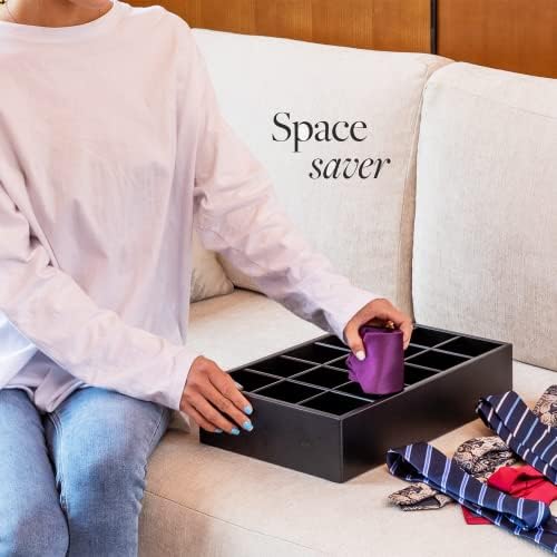 GOBAM Bamboo Closet Drawer Organizer, 15 Compartments - Drawer Divider & Storage Box for Ties, Bras, Briefs, Socks & Jew