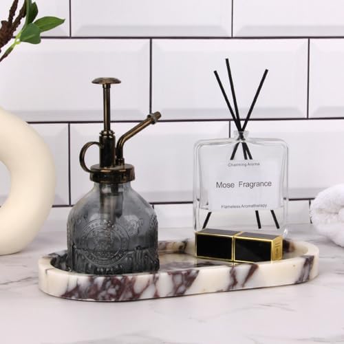 Oval Marble Bathroom Vanity Tray, Calacatta Viola, 10" x 5" x 0.6"