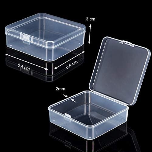 SATINIOR 24 Pcs Small Clear Plastic Container Box, 3.3 x 3.3 x 1.2 in