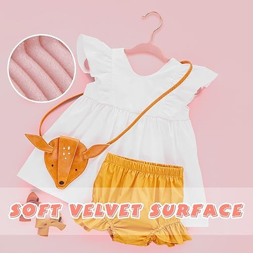 ManGotree Baby Velvet Hangers with Swivel Rose Gold Hook 30 Pack Light Pink