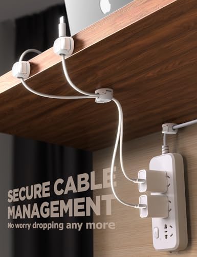 8Pack Cord Organizer [Dual Spring & Clasp] [Max Stability] Cable Clips, Chfeila Cord Holder, Desk Cable Management, Adhe