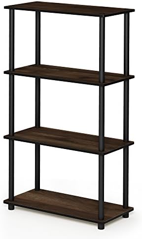 Furinno Turn-N-Tube Toolless 4-Tier Storage Shelves, Columbia Walnut