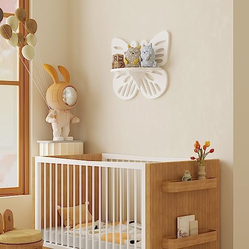 Butterfly Shaped Nursery Wall Deor Floating Shelf, Cute Wall Display Rack for Kid’s Room, Small Decorative Shelf Wall Mo