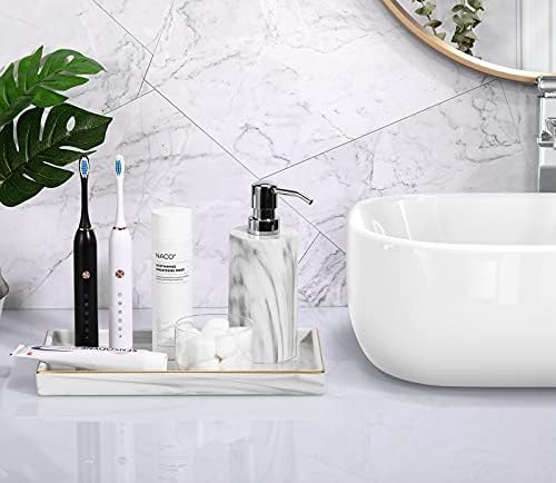 Luxspire Bathroom Vanity Tray Ceramic Jewelry Dish, M, Marble White