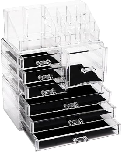 Sea Team 3-Tier Stackable Clear Acrylic Makeup Organizer with Drawers