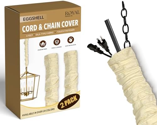 Royal Designs, Inc. Cord & Chain Cover 4 ft Silk Type Fabric, Chandelier Pendant Lighting Chain & Cable Management, Touc