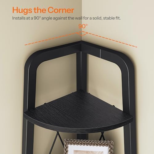 HOOBRO Corner Shelf, 3-Tier Corner Shelf Stand, 40" Tall Ladder Bookshelf, Industrial Corner Display Shelf Plant Stand f