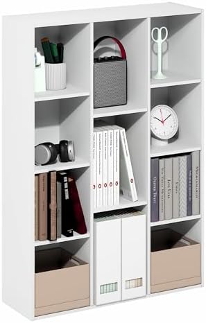 Furinno LUDER Book Shelf, 11-Cube Bookshelf, Reversible Bookcase, 9.4 x 29.1 x 41.7, Easy Assembly, for Living Room, Bed