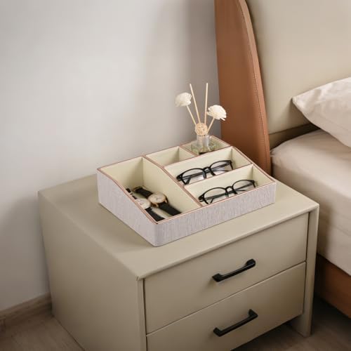 PU Leather Makeup Organizer Tray,Large Vanity Organizer,Cosmetic Storage Box for Lipstick Brushes Skincare Perfume,Cosme