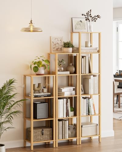 Open Book Shelf, 4 Tier Small Bookshelf, Freestanding Shelf Narrow Bookcase with Open Shelves, 14.96" x 10.63" x 41.26",