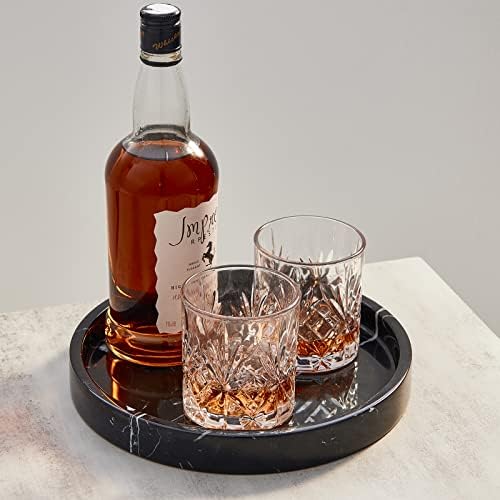 Italian 100% Marble Round Vanity Tray 10'', Decorative & Fruit Serving Trays for Bathroom, Kitchen, Nightstand, Jewelry 