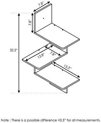 Furinno Rossi 3-Tier Corner Floating Shelves for Wall, Espresso