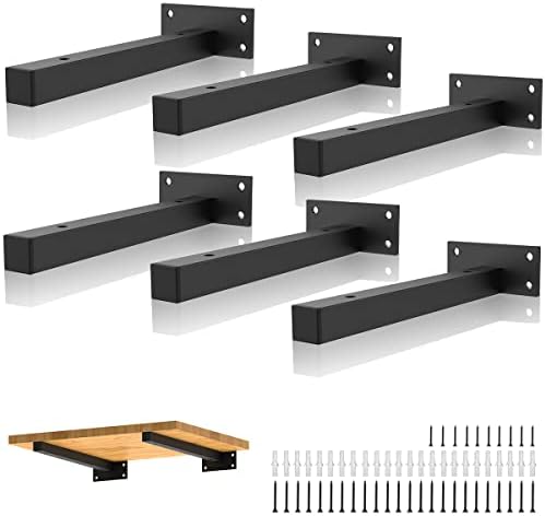 Jorohiker Heavy Duty Floating Shelf Brackets 8 Inch,6 Pack (Black)