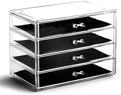 BINO | 4 Drawer Makeup Organizer | Lenox Avenue | THE MANHATTAN SERIES | Makeup Drawer Storage | Cosmetic Organizer | Pl