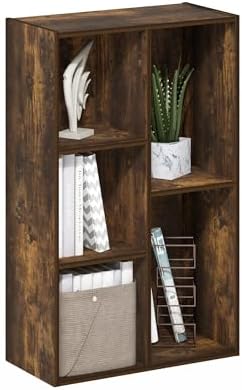 Furinno LUDER Book Shelf, 5-Cube Bookshelf, Reversible Bookcase, 9.4 x 19.5 x 31.5, Easy Assembly, for Living Room, Bedr