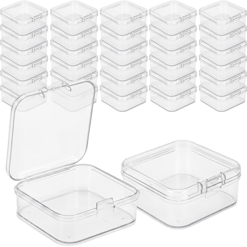 Jetec 30 Pieces Small Clear Plastic Storage Box, 2.9 x 2.9 x 1 Inch