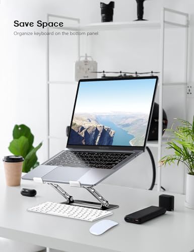 Aoviho Adjustable Laptop Stand for Desk,Portable Laptop Stand Holder and Riser,Foldable Aluminum Notebook Computer Stand