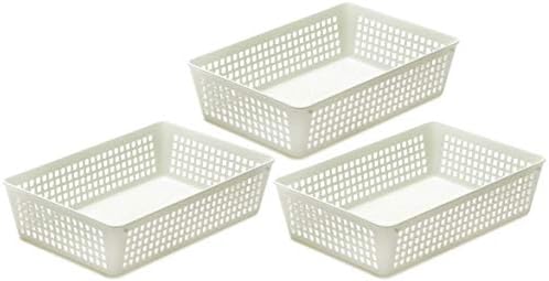 YBM Home 3-Pack Plastic Storage Baskets Bins for Home Junk Drawer, Shelves, and Office Organization, Functional Trays/Co