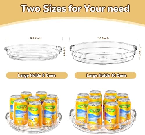 INCOSTAR Lazy Susan 2 Pack, 9 Inch Clear Turntable for Kitchen Cabinet