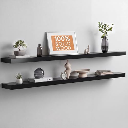 Homeforia 60 Inch Floating Shelves, High-End Solid Pine Wood, Set of 3