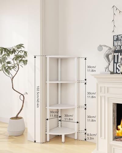 IBUYKE 4 Tier Corner Shelf Stand,Industrial Corner Display Rack WBC014W