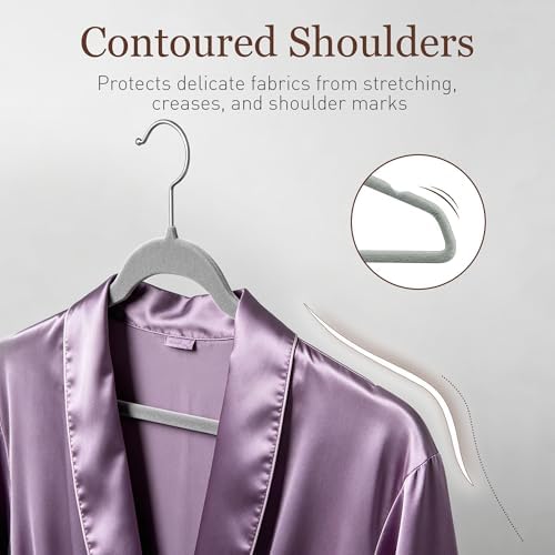 Velvet Hangers 200 Pack, 17.5" Non-Slip Clothes Hangers, Gray