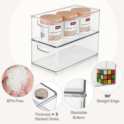 Hudgan 8 Pack Freezer Organizer Bins,Stackable,Clear Bins for Fridge,Pantry