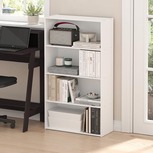Furinno PASIR Book Shelf, 4-Tier Bookshelf, Bookcase with Open Shelf, 9.4 x 23.6 x 41.7, for Living Room, Bedroom, Home 