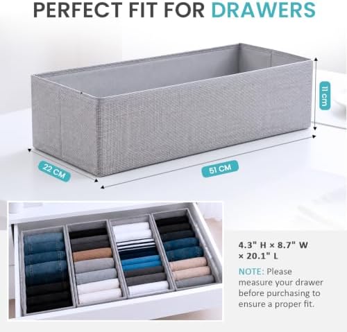 ZENO Drawer Organizer for PAX 100 Furniture - 4 Pack Clothes Organizer and Storage - Fabric Closet Divider Baskets for Underwear, Socks & Clothes - Nursery Dresser & Wardrobe Organization System