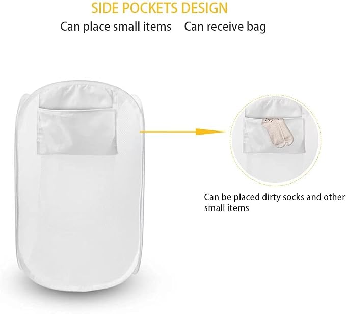 AFPANQZ Mermaid Mesh Popup Laundry Hampers Foldable Portable Dirty Clothes Basket Organizer Collapsible Hamper for Womens Bedroom College Dorm and Travel 85L